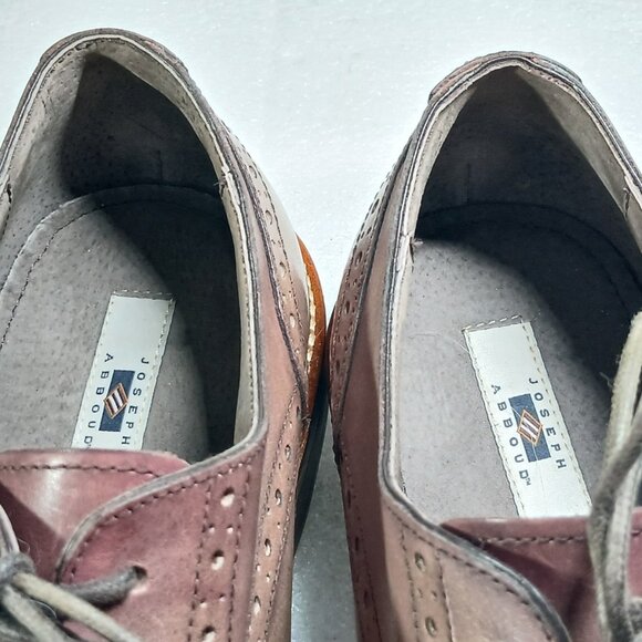 Joseph Abboud Italian Leather Wingtip Brogue Oxfords Mens 10.5 Brown EUC Italy - Picture 13 of 16